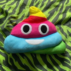 Rainbow poop emoji pillow